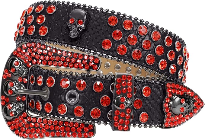 Unisex Rhinestone Skull Belt – Punk Fashion Studded