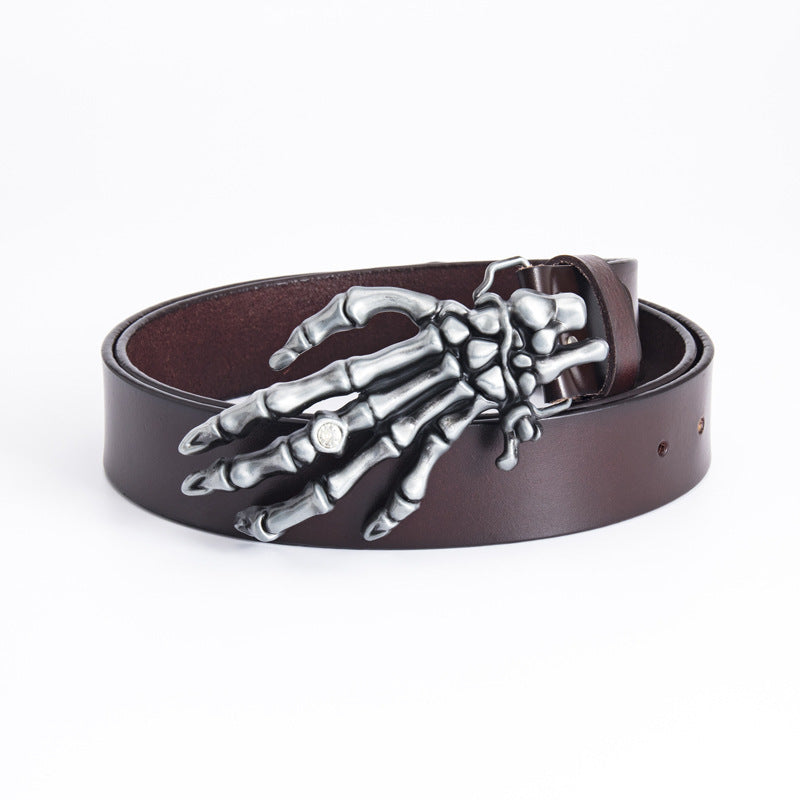 Skull Claw Buckle Genuine Leather Rider Belt