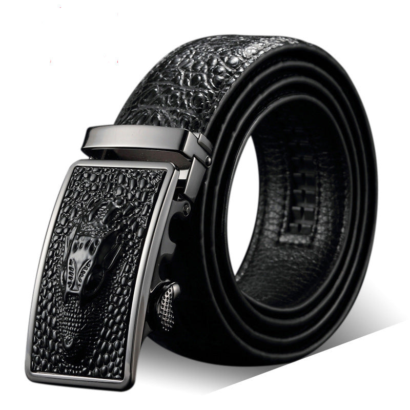 Men’s Statement Leather Belt with Automatic Buckle