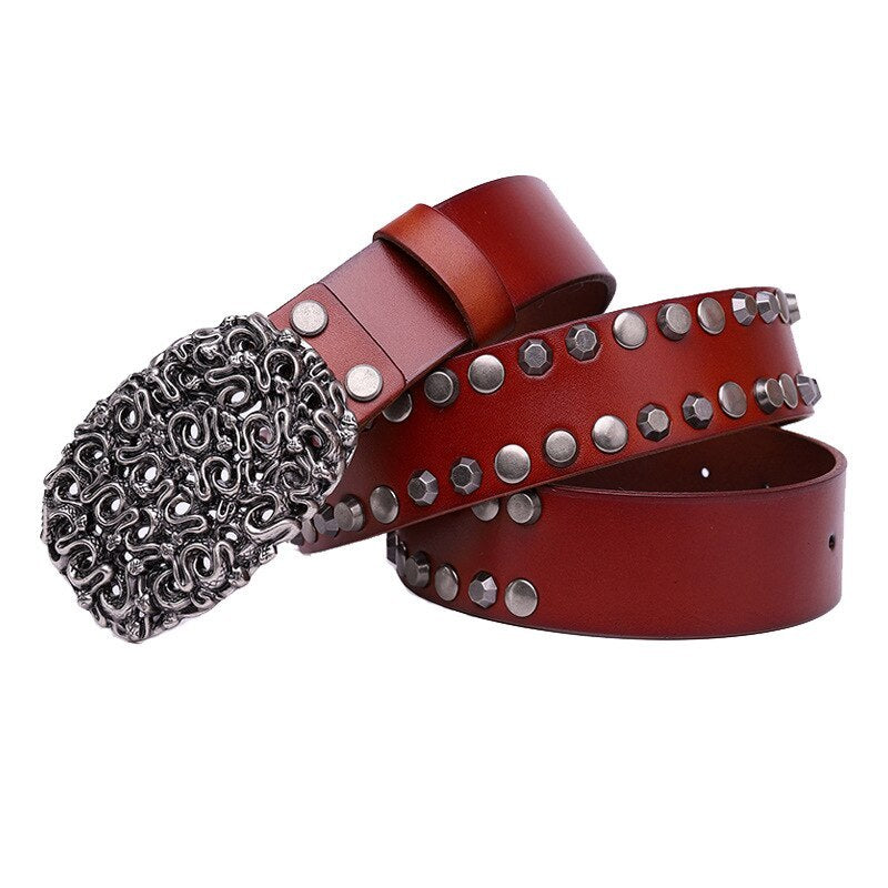 Top Layer Cowhide Rivet Punk Biker Belt