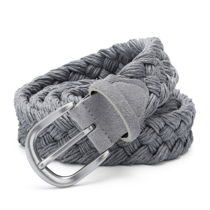 Men’s Suede Woven Canvas Golf Belt with Alloy Square Buckle