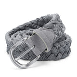 Men’s Suede Woven Canvas Golf Belt with Alloy Square Buckle