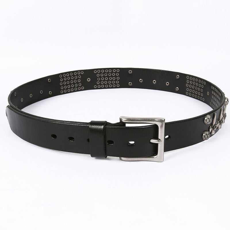 Punk Skull Head Leather Belt for Men
