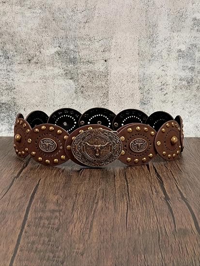 Women's Boho Disc Concho Leather Belt