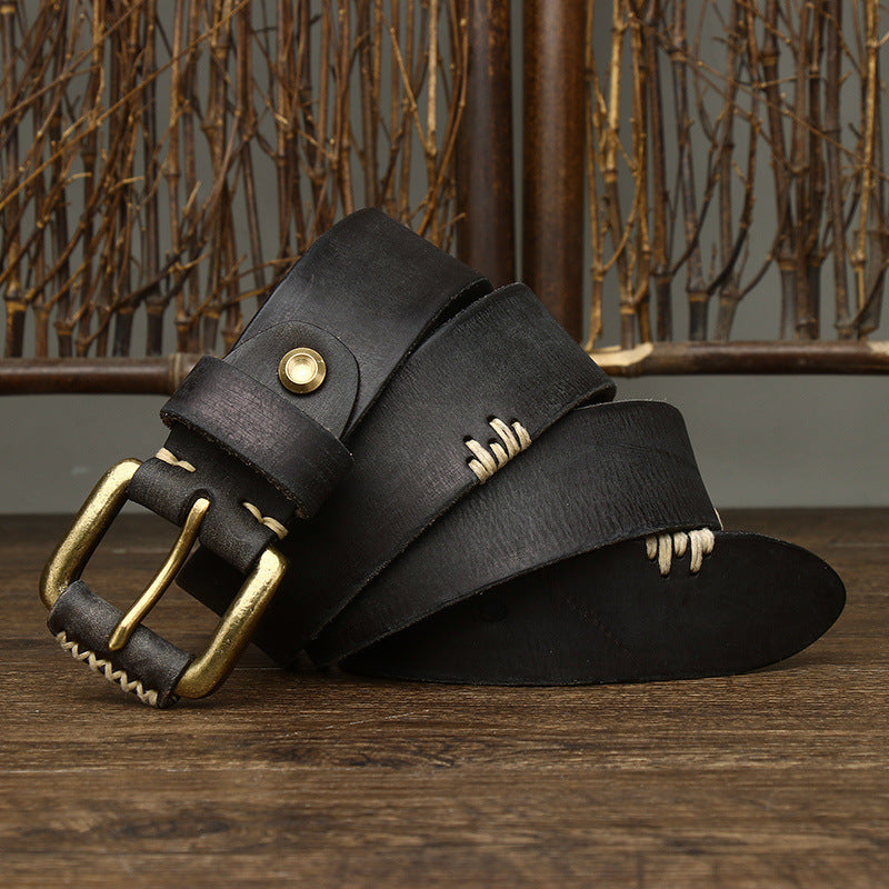 Handmade Retro Cowhide Leather Belt for Men