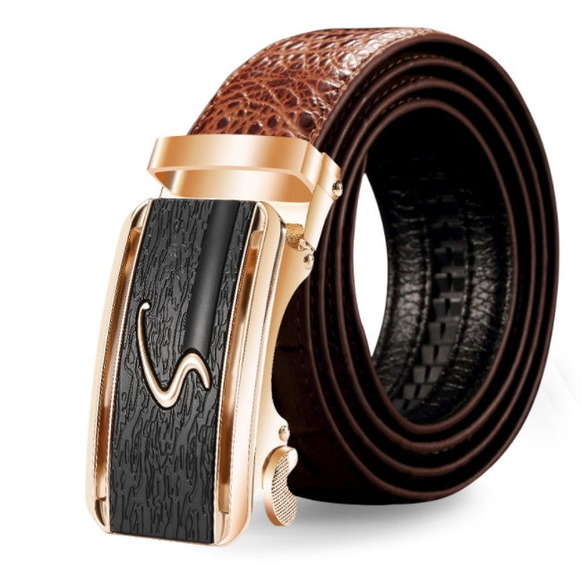 Men’s Statement Leather Belt with Automatic Buckle