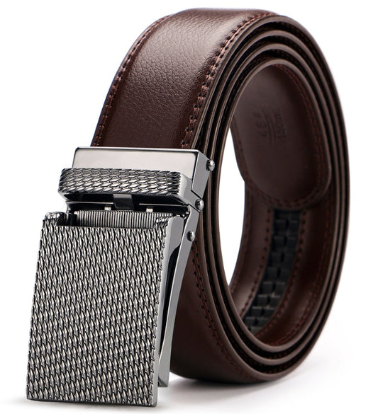 Men’s Casual Patent Leather Automatic Buckle Belt - Holeless Fit