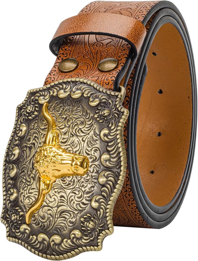 Women's Big Buckle Longhorn Bull Cowgirl Belt