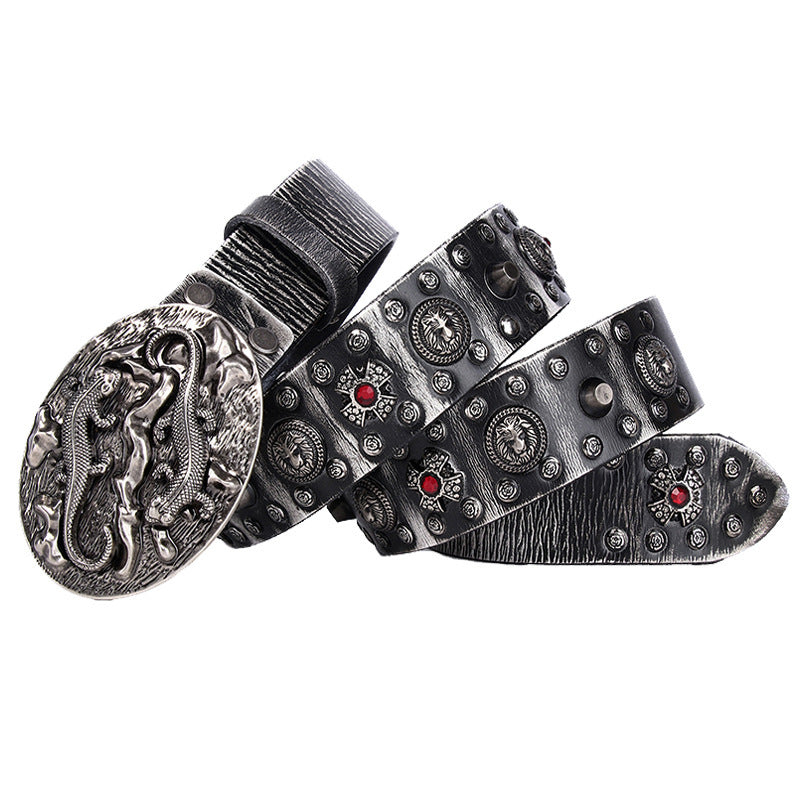 Punk Rivet Leather Belt for Men & Women