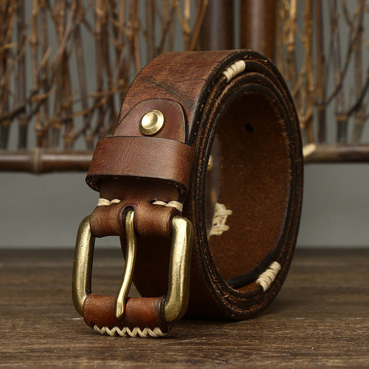 Retro Casual Cowhide Leather Men’s Belt - Rugged Everyday Wear
