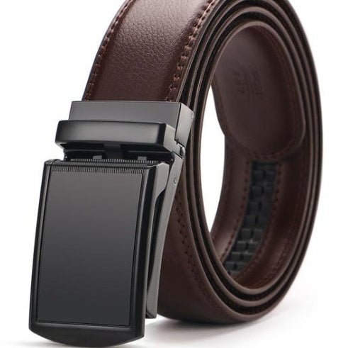 Men’s Casual Patent Leather Automatic Buckle Belt - Holeless Fit