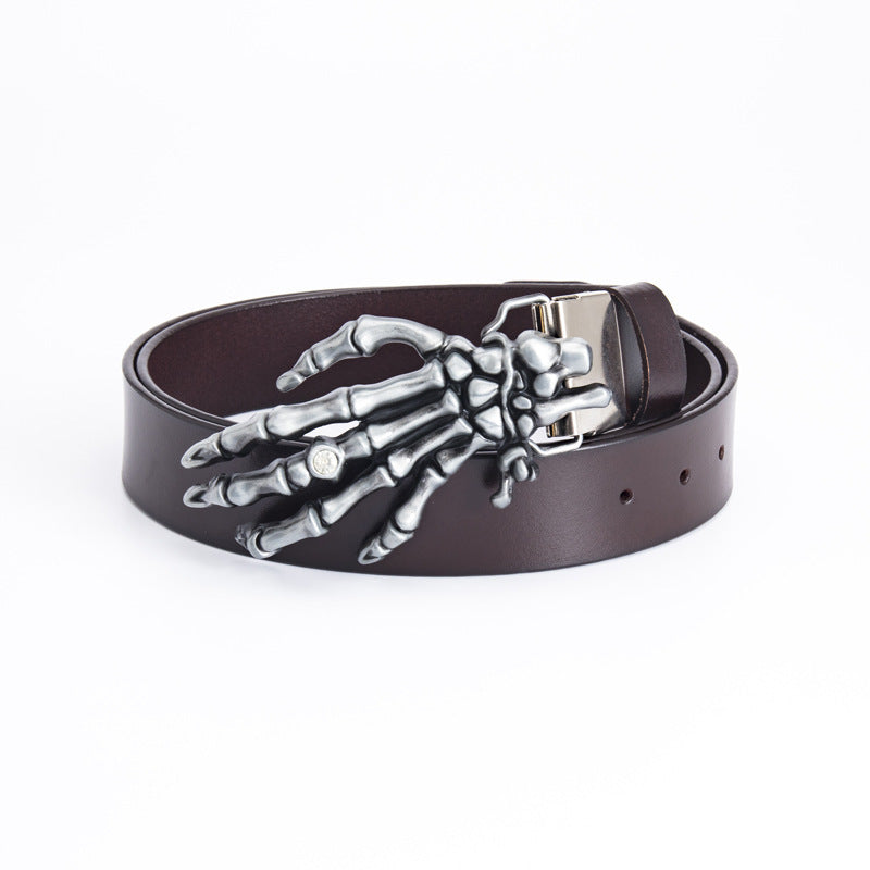 Skull Claw Buckle Genuine Leather Rider Belt