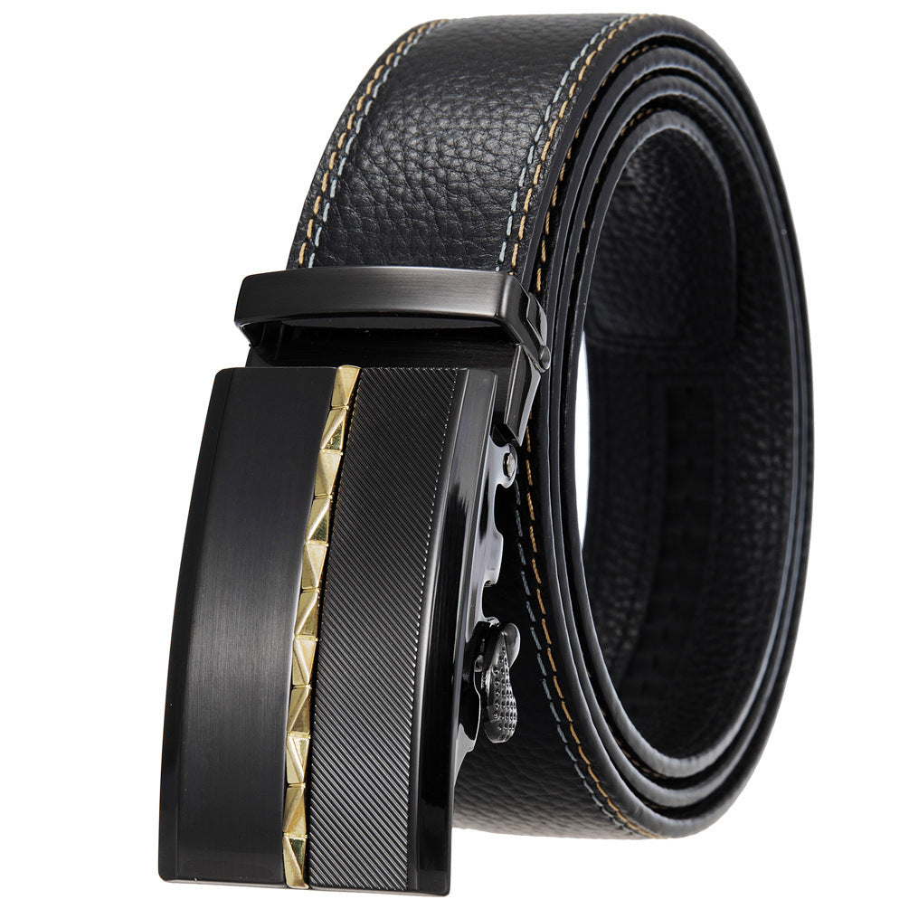 Men’s Statement Leather Ratchet Belt with Automatic Buckle