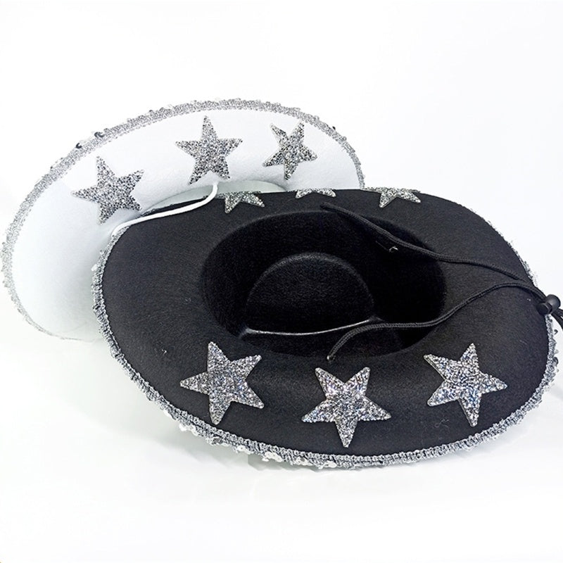 Party Black Bilateral Sequined Cowboy Hat