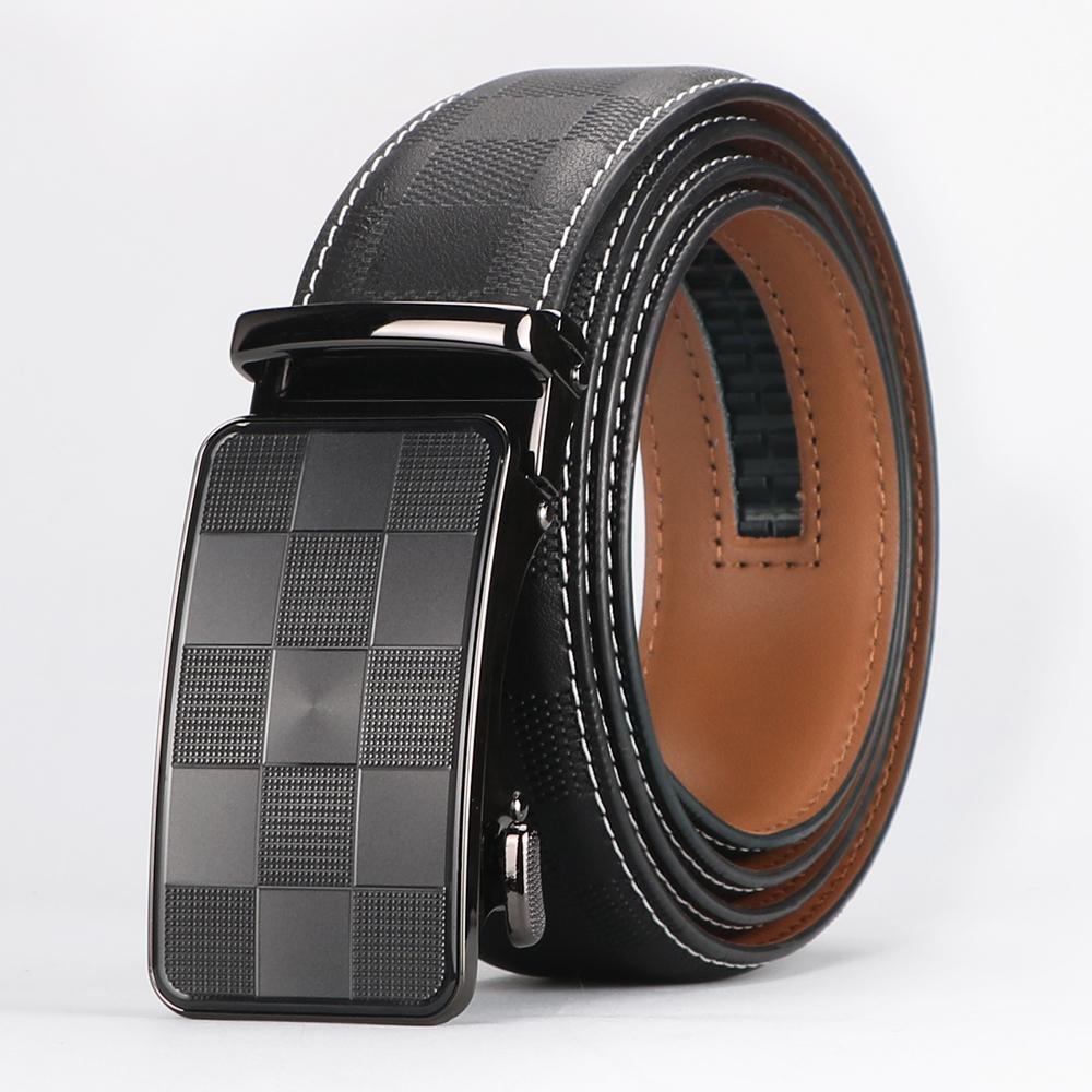 Men’s Statement Cow Leather Belt with Lattice Automatic Buckle