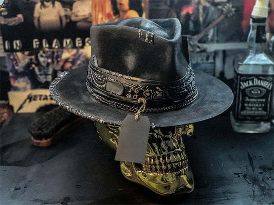 Black Halloween Skull Cowboy Hat – Spooky Costume & Party Headwear