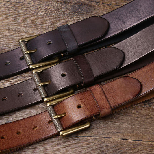 Heavy-Duty Cowhide Leather Belt - Thick 4CM Everyday Fit
