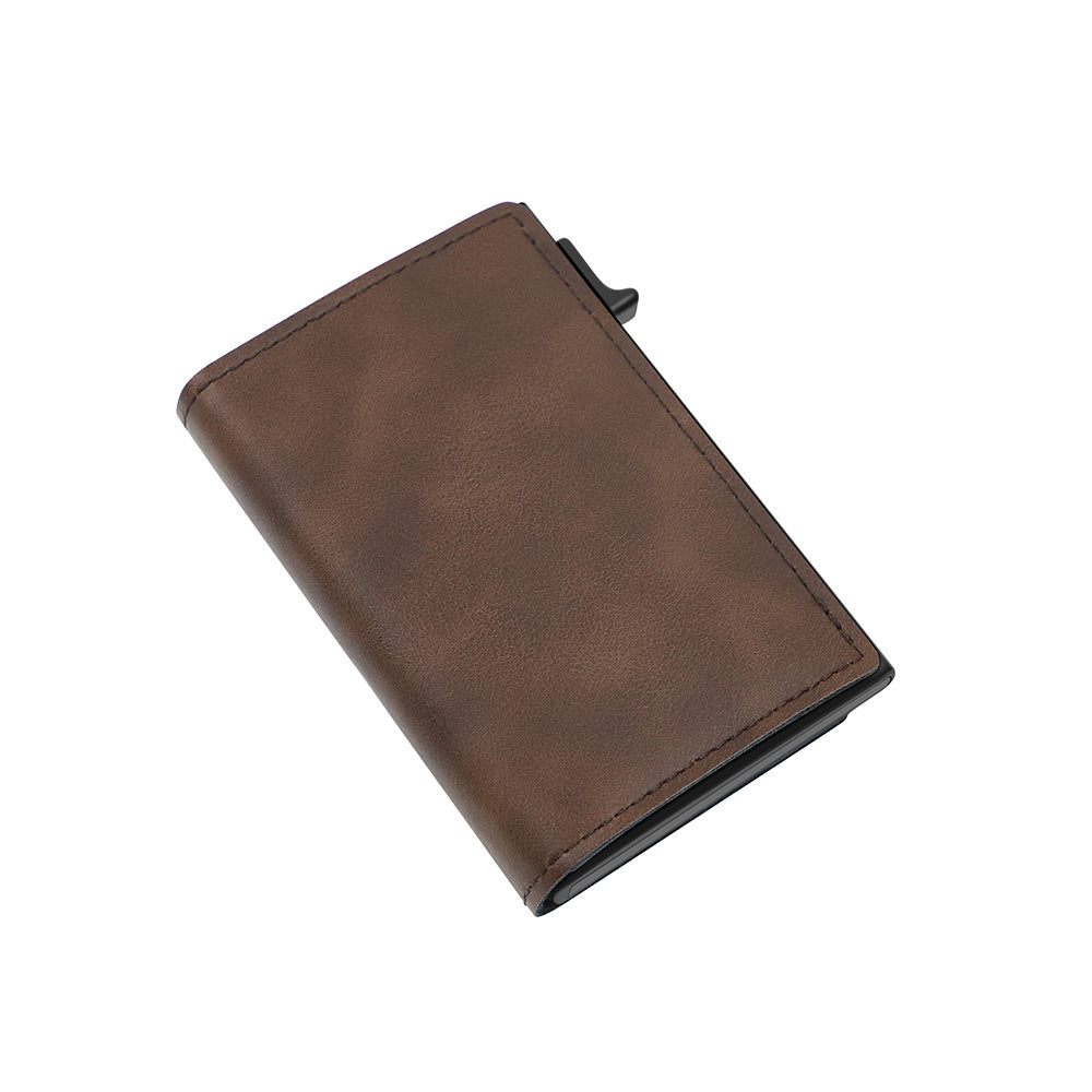 Slim PU Leather Credit Card Holder Wallet with AirTag Slot and RFID Blocking