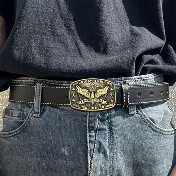 American Freedom Western Cowboy Belt Buckle for Men, Women - Zinc Alloy