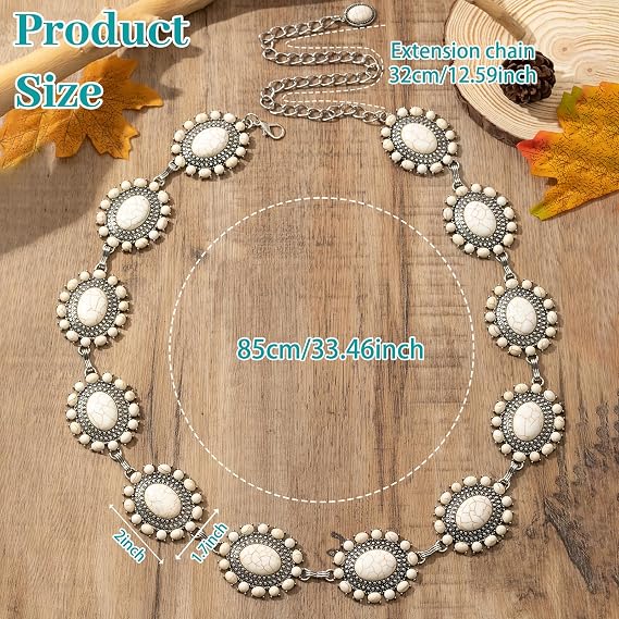 Bohemian Turquoise Concho Waist Chain - Retro Boho Belt