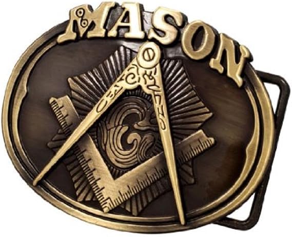 Bronze Compass Logo Oval Fraternal Belt Buckle