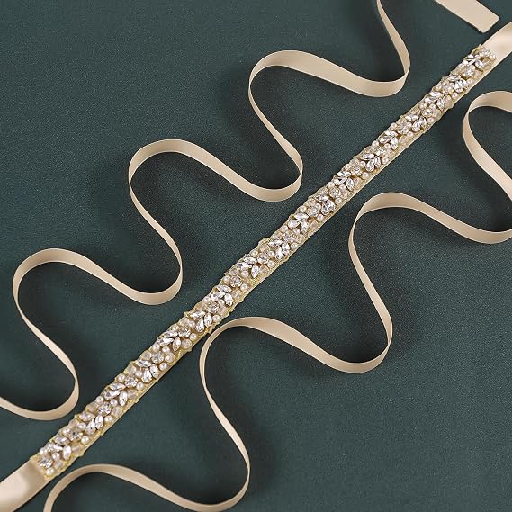 Crystal Pearl Bridal Sash Belt - Handmade Wedding Ribbon