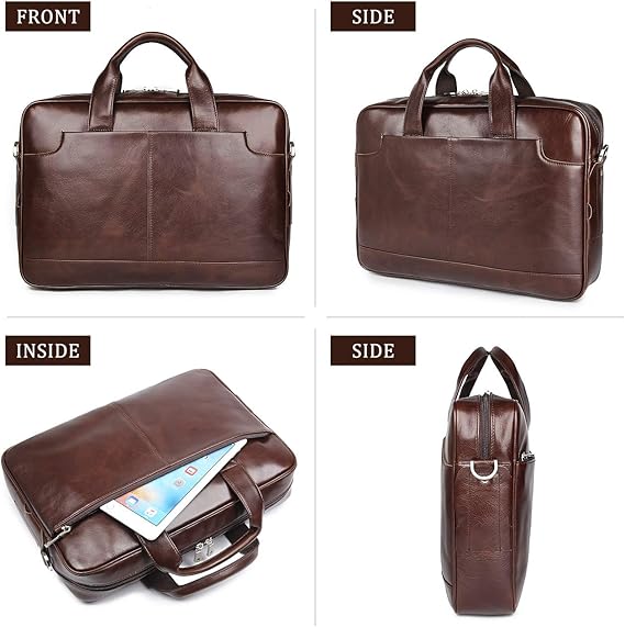 Men's Executive Full-Grain Leather Briefcase – 16"