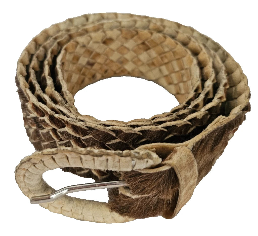 Handwoven Cowhide Hair-On Belt - Boho Tribal Style
