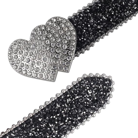 Heart Buckle Glitter Rhinestone Belt - Bling Cowgirl Style