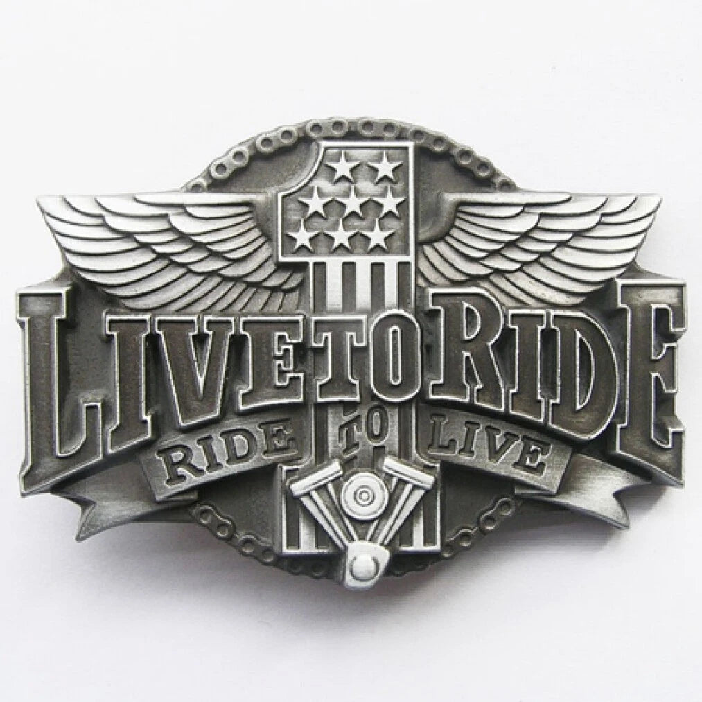 Live to Ride Ride to Live V-Twin Motorcycle Biker Belt Buckle