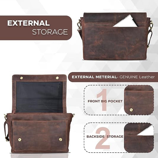Men's Handcrafted Full-Grain Leather Messenger Bag