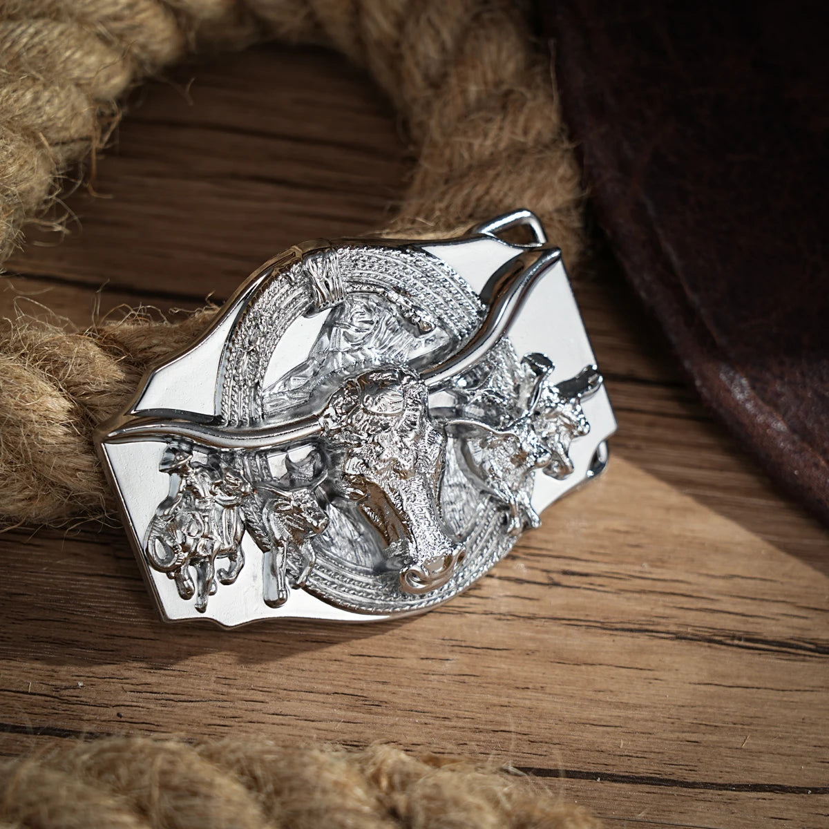 Men's Vintage Western Cow Head Belt Buckle - Engraved Alloy, Durable