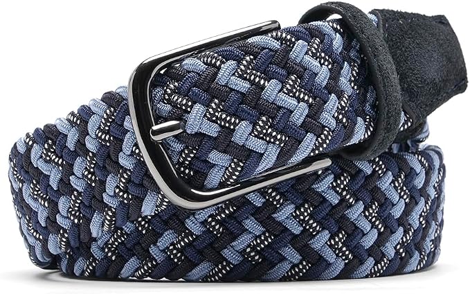 Multicolor Woven Stretch Belt with Zinc Alloy Buckle
