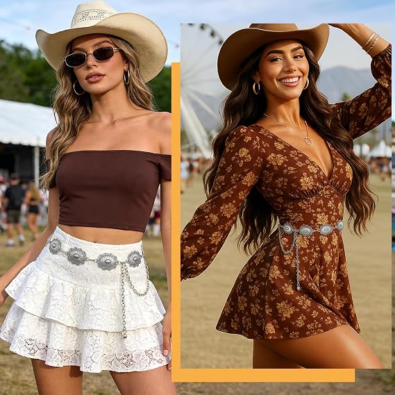 Oval Link Boho Chain Belt - Click Buckle Waist Chain