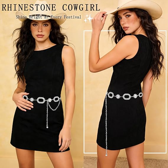 Oval Rhinestone Concho Statement Belt - Heavy Metal Bling