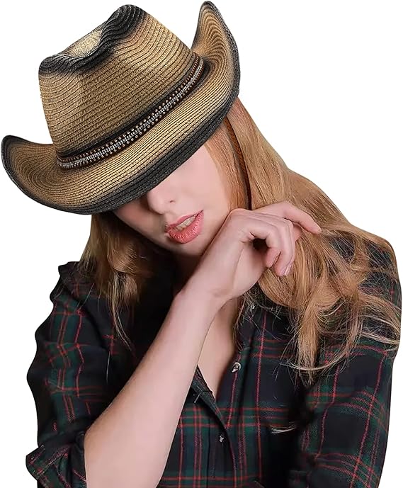Packable Straw Cowboy Hat - Wide Brim UPF 50 Sun Hat