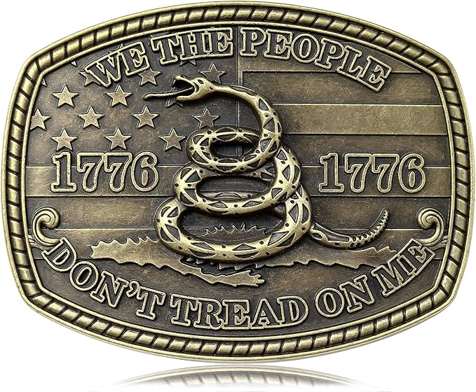 Patriotic Rattlesnake Flag Belt Buckle - Don't Tread On Me