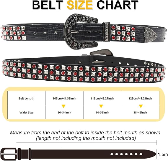 Rhinestone Studded Crocodile Pattern Belt - Punk Western