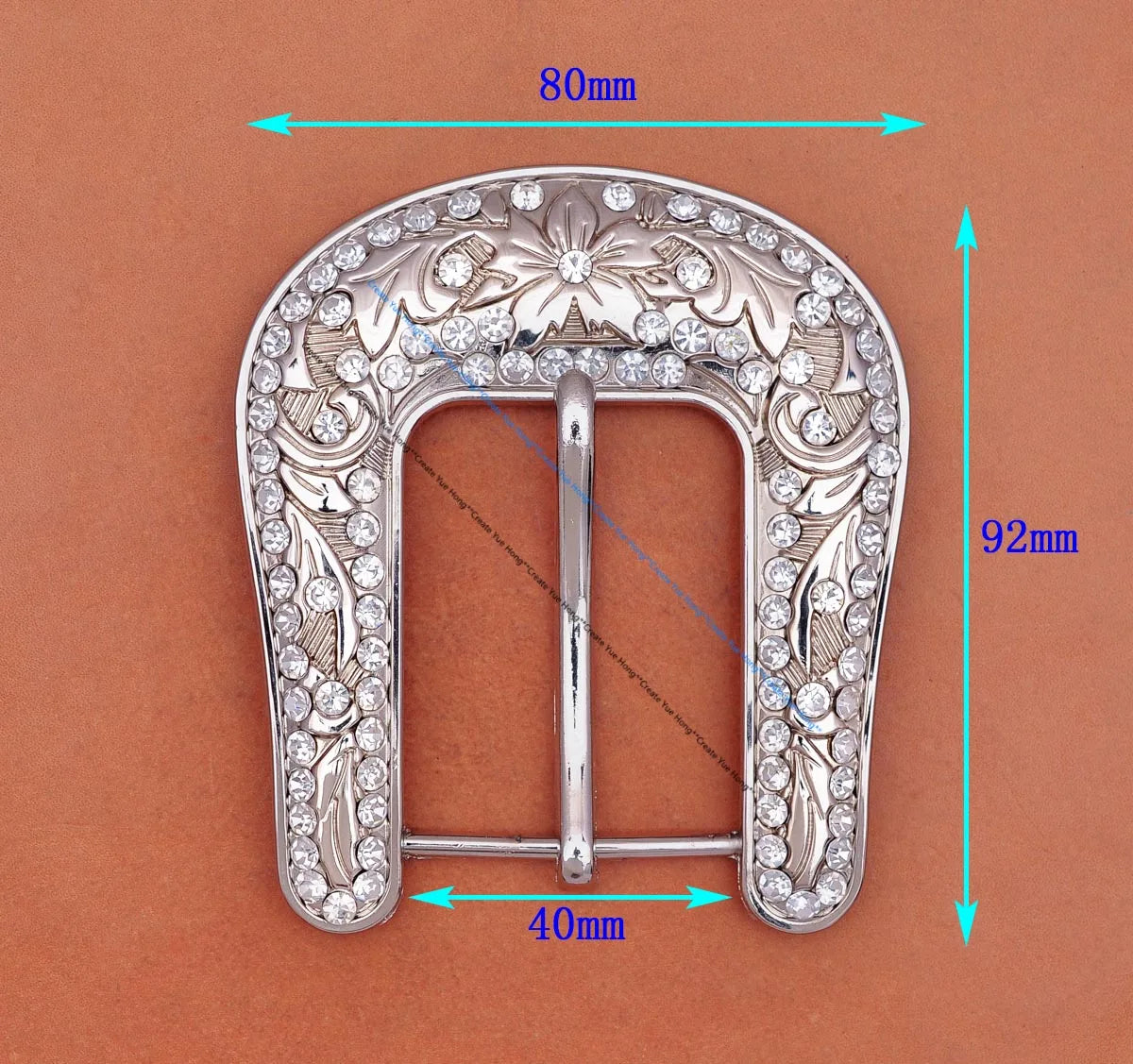 Rhinestone Western Belt Buckle Set - Floral Bling 3-Piece for 1.5" Straps