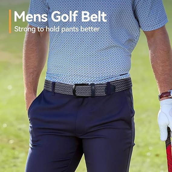 Stretch Braided Golf Belt with Leather-Tipped Tail