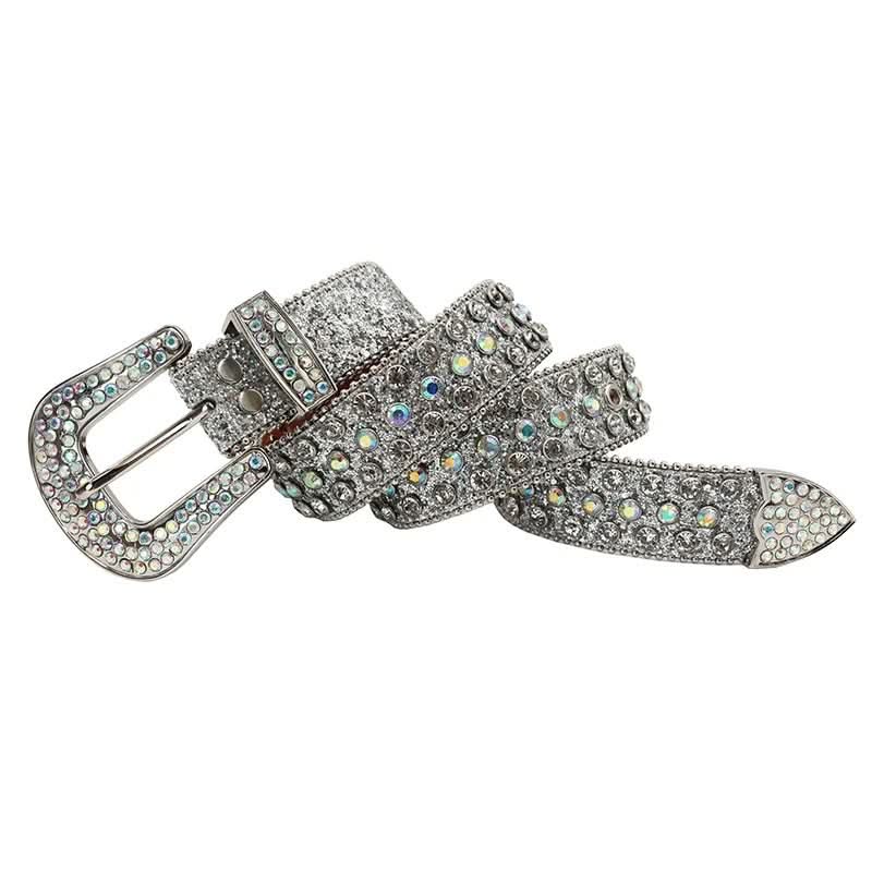 TRB Silver Rhinestone Studded Belt - Dazzling Crystal Strap Accessory