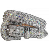 TRB Silver Rhinestone Studded Belt - Dazzling Crystal Strap Accessory