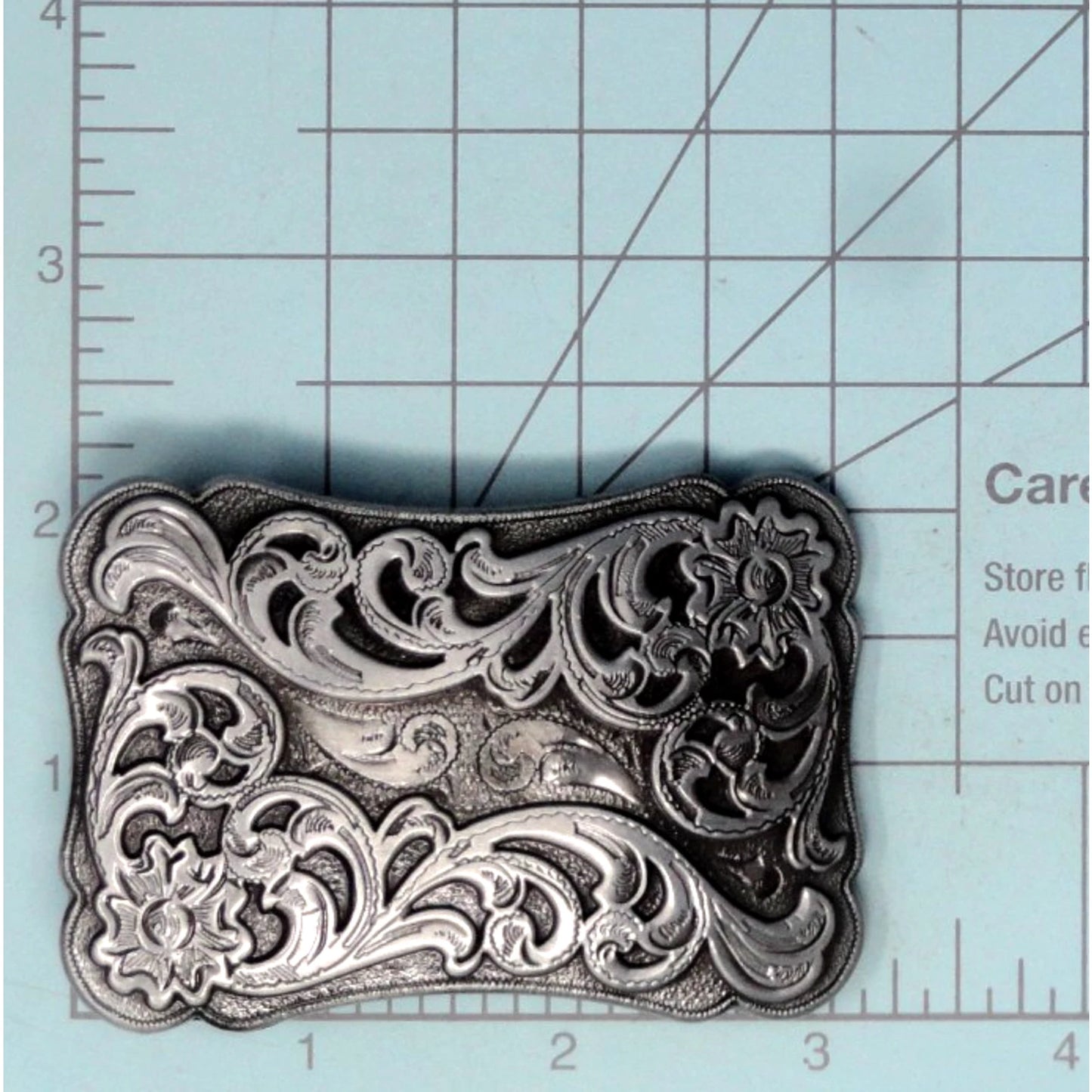 Vintage Filigree Floral Scroll Buckle - Darkened Accents