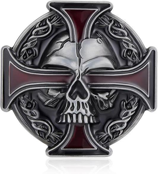 Western Skull Cross Belt Buckle - Bold Statement Style