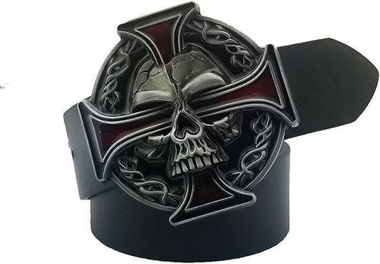Western Skull Cross Belt Buckle - Bold Statement Style