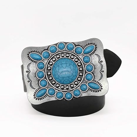 Western Turquoise Belt Buckle - Bold Vintage Statement