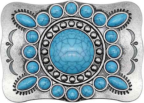 Vintage Western Turquoise Belt Buckle for Men - Zinc Alloy