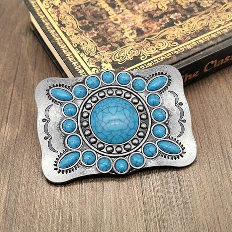 Vintage Western Turquoise Belt Buckle for Men - Zinc Alloy