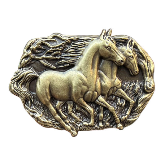 Western Mustang Zinc Alloy Belt Buckle - Bold Cowboy Style