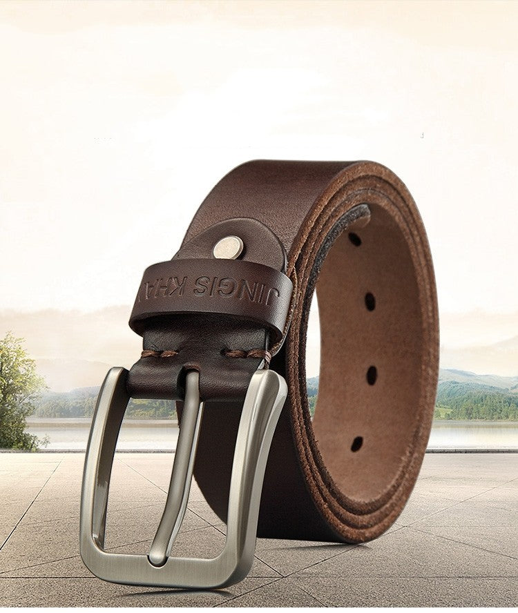Handmade Cowhide Leather Rivet Belt for Men